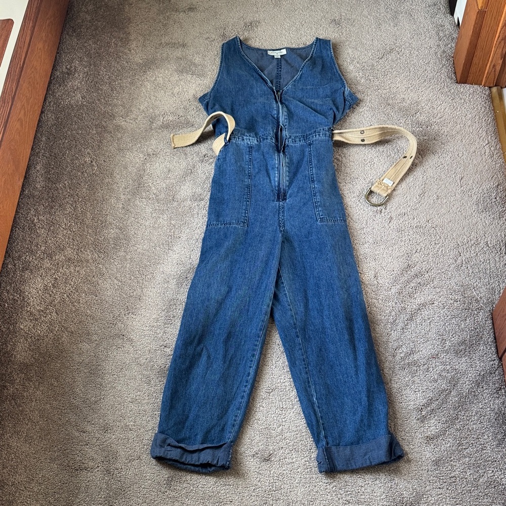 Rachel Comey Denim Utility Belted Sleeveless Jumpsuit SIZE 10